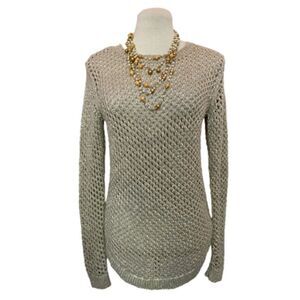 ❤️ APT. 9 Open Weave Knit Sparkle Gold Sweater Size S
